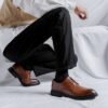 Chaussures Oxford Homme En Cuir Verni - Classiques à Lacets - Semelle Caoutchouc Antidérapante - Pour Mariage, Bureau, Cérémonie