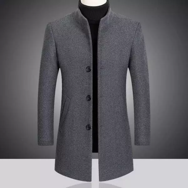 Manteau en laine col montant